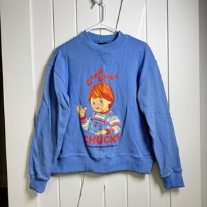 Universal Studios Chucky Sweatshirt Unisex Size XS Blue 100% Cotton Good Guys
